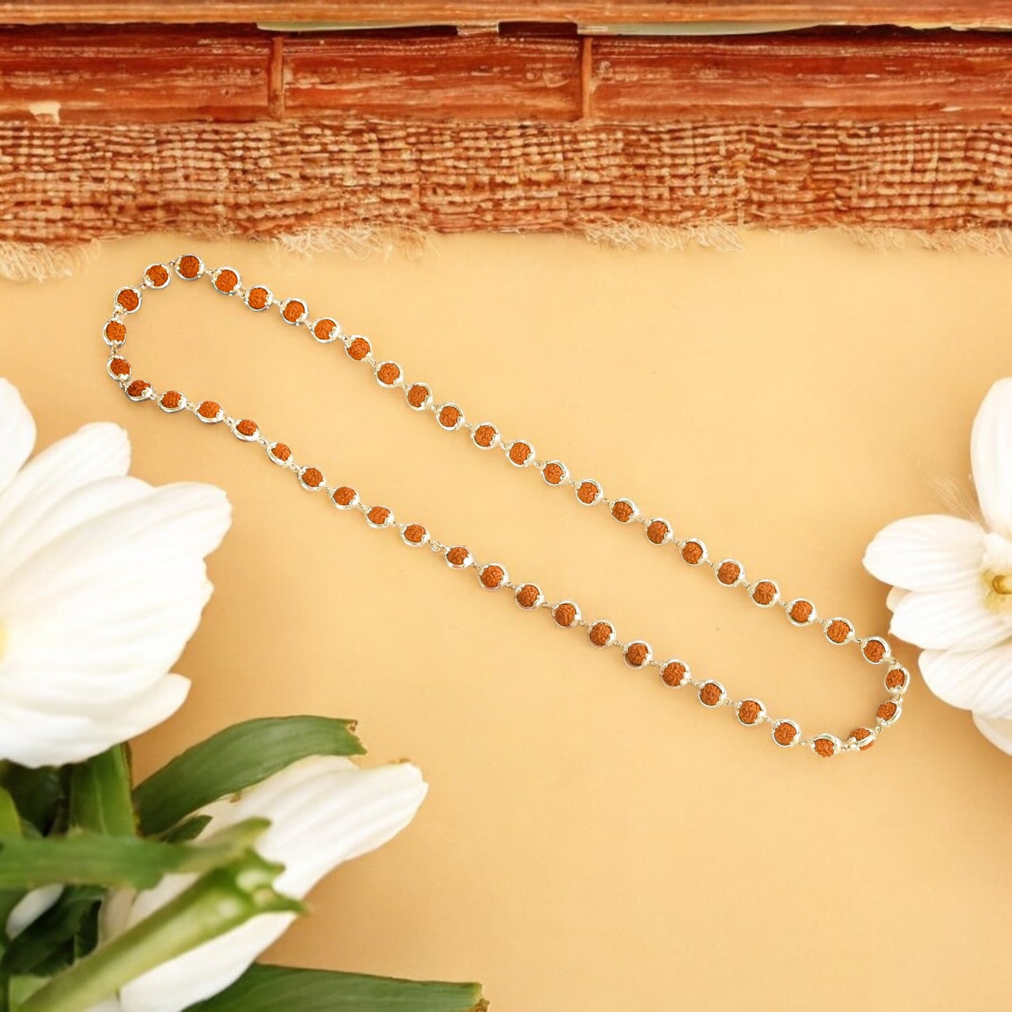 Rudraksha Silver Mala Round Ring