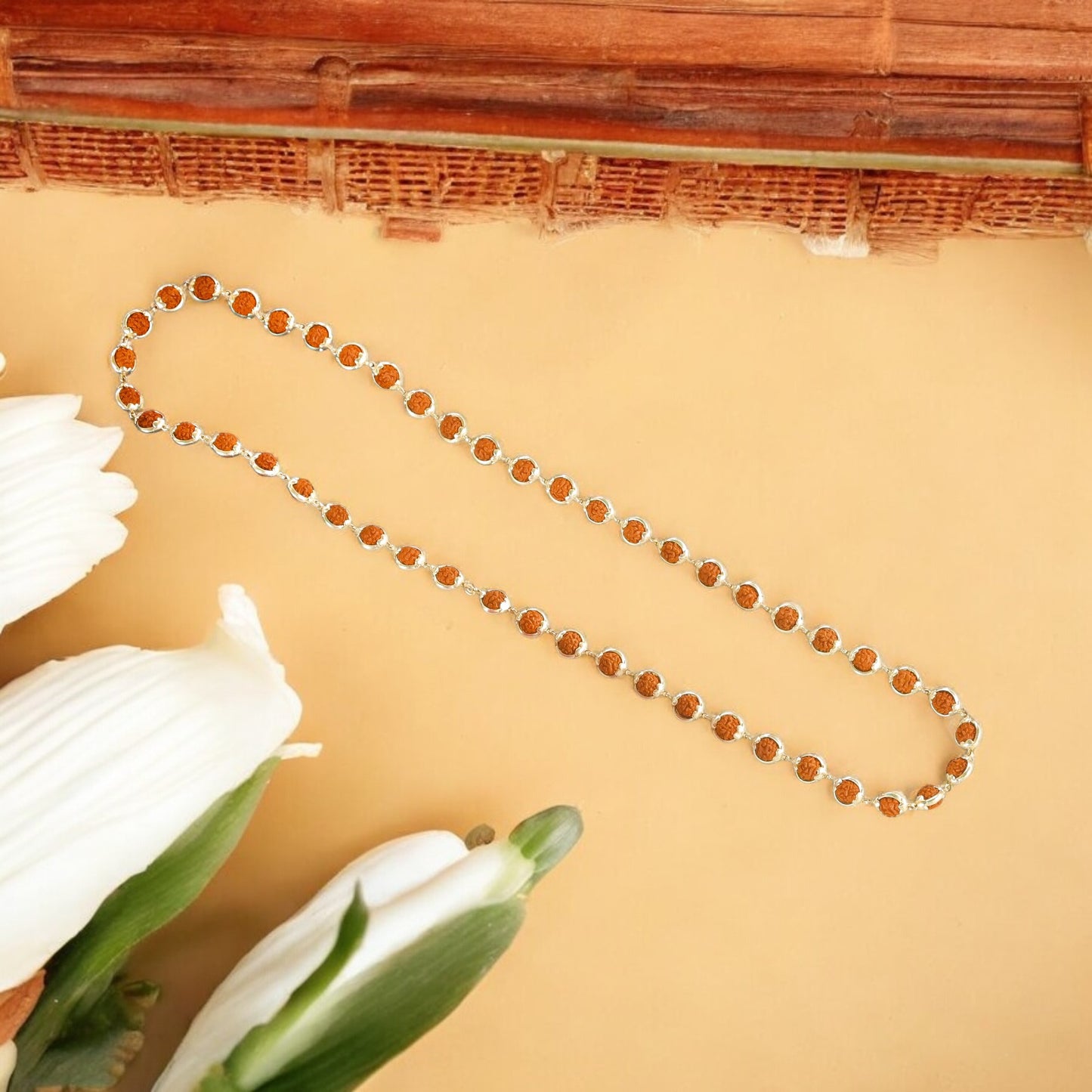 Rudraksha Silver Mala Round Ring