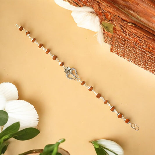 Rudraksha Silver Trishul Bracelet