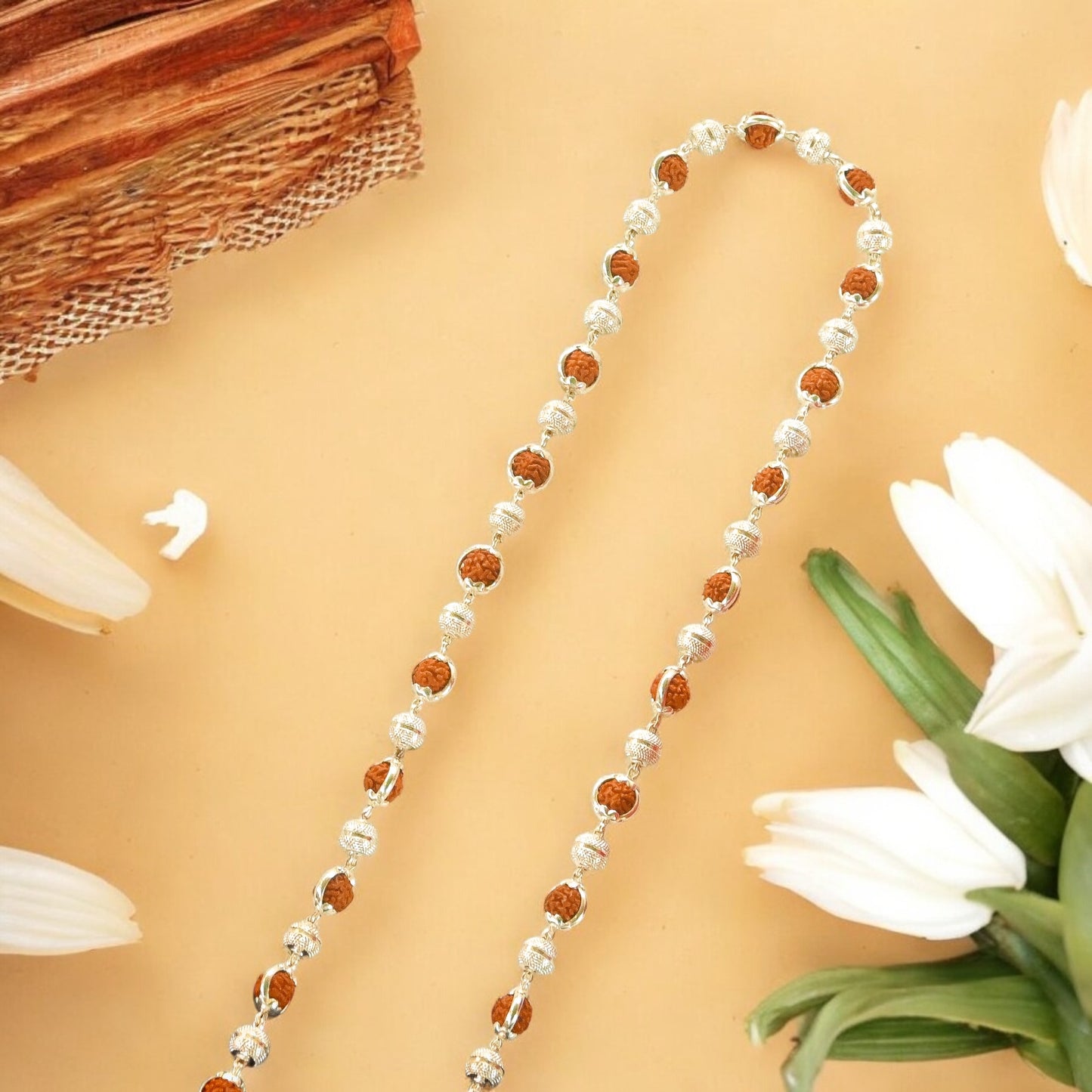 Rudraksha Silver Mala