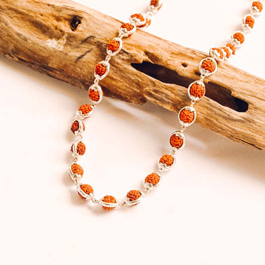 Rudraksha Silver Mala