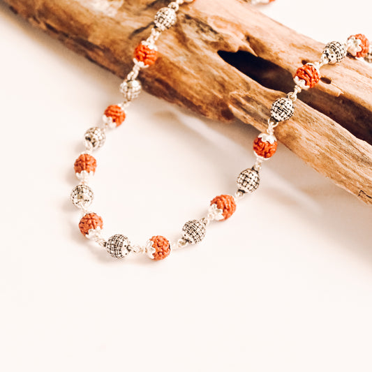 Rudraksha Silver Mala