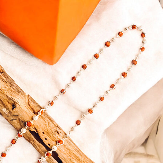 Rudraksha Silver Mala