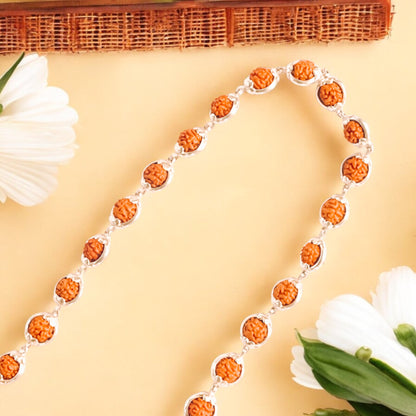 Rudraksha Silver Mala Round Ring