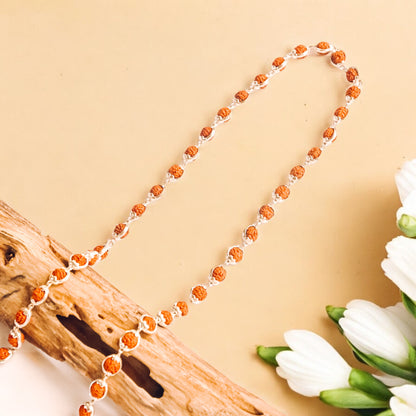 Rudraksha Silver Mala Round Ring