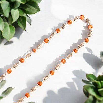 Rudraksha Silver Mala Cylinder shape