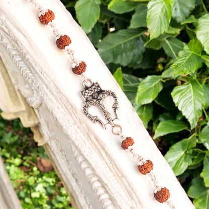 Rudraksha Silver Trishul Bracelet