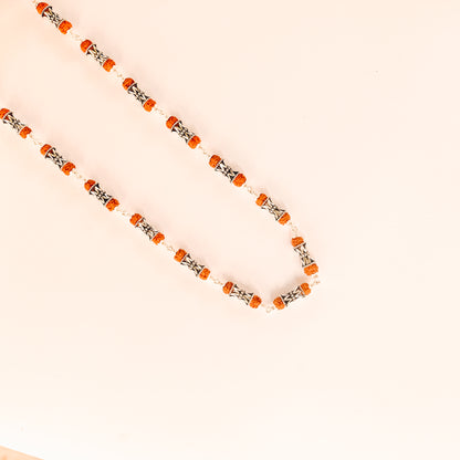 Damru Beads Rudraksha Silver Mala