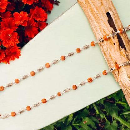 Rudraksha Silver Mala Cylinder shape