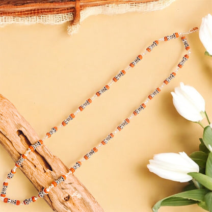 Damru Beads Rudraksha Silver Mala